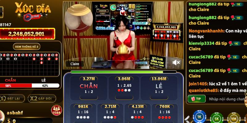 Xóc đĩa có tỷ lệ trả thưởng cao tại Live Casino DA88